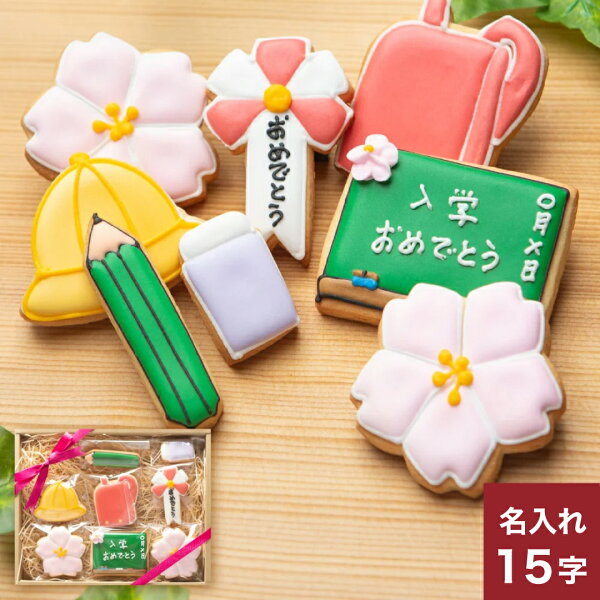 名入れ・メッセージOK！女の子用入学祝い・卒業祝い・卒園祝いに【入学セットGIRL大】アイシングクッキー クッキー ギフト 名入れ 文字入れ かわいい お菓子　プチギフト　卒業 お菓子　卒園 プチギフト　クッキー ギフト アイシングクッキーleap