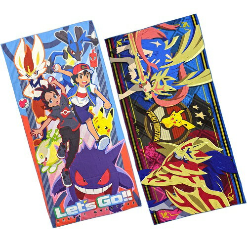 【POKETMONSTER　ポケットモンスター ソード＆シールド　バスタオル　120×60cm】映画　タオル　グッズ　キャラクター　グッズ　任天堂　お風呂　海水浴　プール　ポケモンGO　switch　ポケモン　ザシアン　ザマゼンタ　サトシ　ゴウ