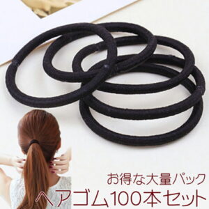 【6/10(木)12:00〜 楽天スーパーセール！ 14時間限定全品5％OFFクーポン配布中】送料無料 ヘアゴム 黒 100本 セット / ファッション ファッション小物 ヘアアクセサリー 手芸 雑貨 手芸用品 ハンドクラフト DIY 素材 副資材 まとめ買い お得 パック 大量パック ブラック 通学