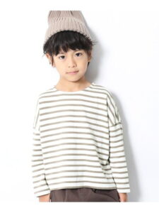 【SALE/40%OFF】devirock ゆるっとボーダー長袖Tシャツ ロンT ビッグシルエット デビロック 子供服 キッズ デビロック カットソー Tシャツ ベージュ グリーン グレー ネイビー ブラック パープル レッド