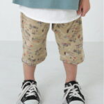 【SALE／20%OFF】devirock 7分丈プリントサルエルパンツ 半ズボン ハーフパンツ デビロック 子供服 キッズ デビロック パンツ/ジーンズ ハーフパンツ ベージュ ブルー