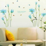 ウォールステッカー 花 おしゃれ フラワー 蝶 植物 綺麗な花 森 木 英文字 シール カフェ モダン ウォールシール 水色 青色 葉 和室 花びら キッチン トイレ 洗面所 お店 夏 涼しい ポピュラー 大きな 葉っぱ ナチュラル シック リビング 寝室 華道教室 お花畑 簡単 あっさり