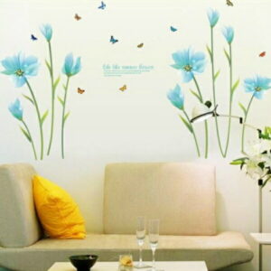 ウォールステッカー 花 おしゃれ フラワー 蝶 植物 綺麗な花 森 木 英文字 シール カフェ モダン ウォールシール 水色 青色 葉 和室 花びら キッチン トイレ 洗面所 お店 夏 涼しい ポピュラー 大きな 葉っぱ ナチュラル シック リビング 寝室 華道教室 お花畑 簡単 あっさり